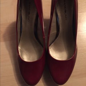 Wine red, patent leather heels
